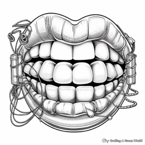 Lips with Braces Coloring Pages: Orthodontics Theme 1