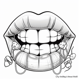 Lips with Braces Coloring Pages: Orthodontics Theme 2