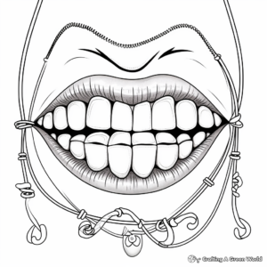 Lips with Braces Coloring Pages: Orthodontics Theme 4
