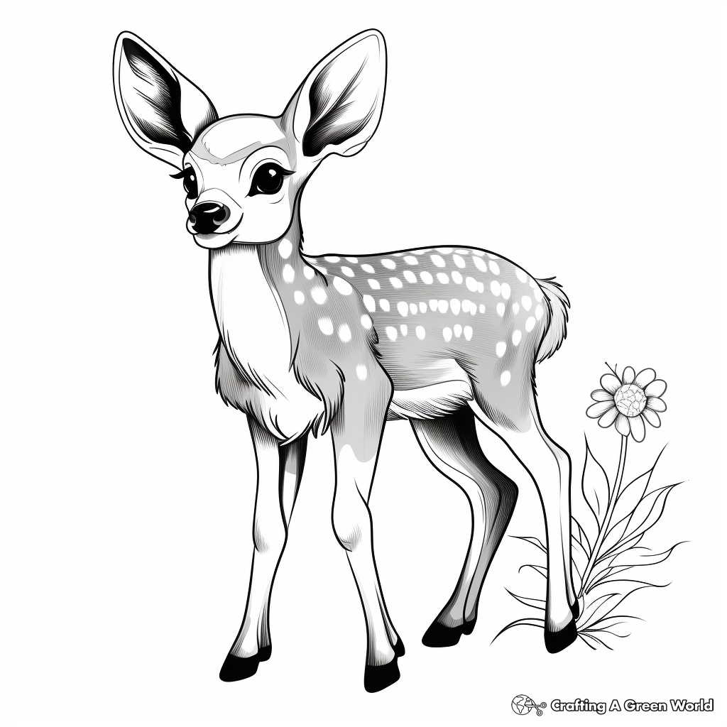 Little Fawn Coloring Pages for Children 1