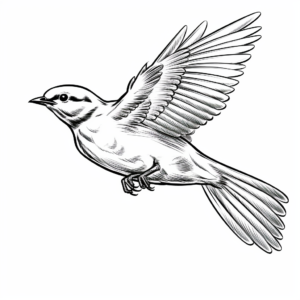 Lively Mockingbird in Flight Coloring Pages 1