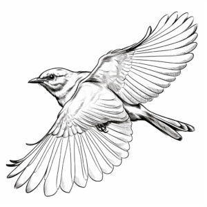Lively Mockingbird in Flight Coloring Pages 2