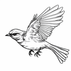 Lively Mockingbird in Flight Coloring Pages 4