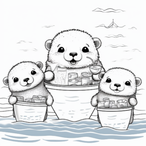 Lively Otter Drinking Boba Coloring Pages 2