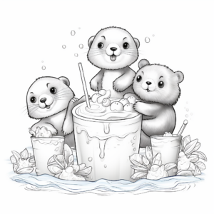 Lively Otter Drinking Boba Coloring Pages 3