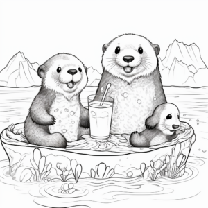 Lively Otter Drinking Boba Coloring Pages 4