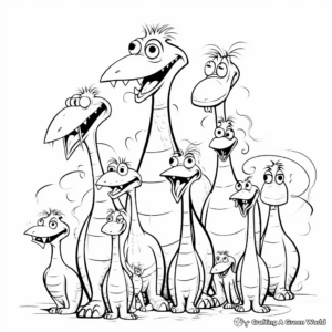 Long Neck Dinosaur Family Coloring Pages: Parents and Kids 2