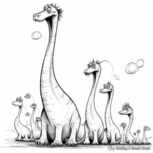 Long Neck Dinosaur Family Coloring Pages: Parents and Kids 3