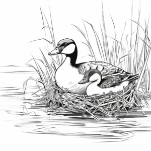 Loon Nests and Chicks: Nature-Scene Coloring Pages 1