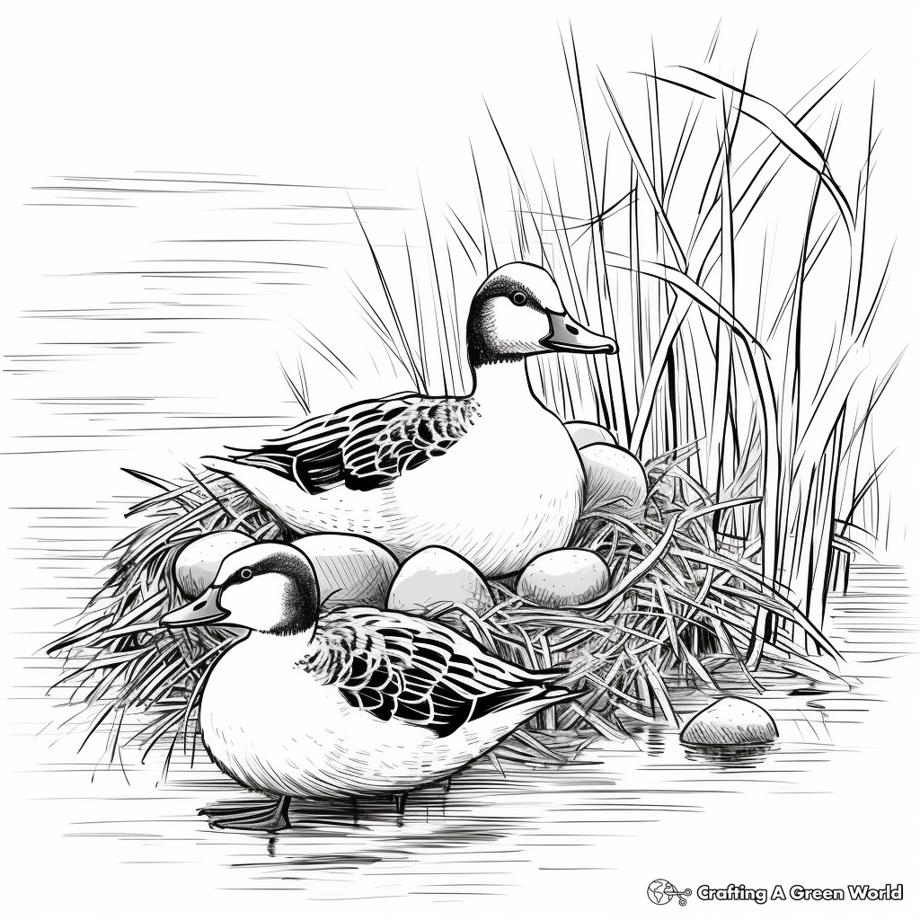 Loon Nests and Chicks: Nature-Scene Coloring Pages 2