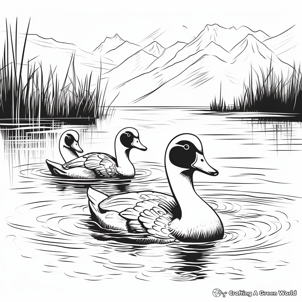 Loons in the Lake: Scenic Coloring Pages 2