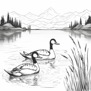 Loons in the Lake: Scenic Coloring Pages 4