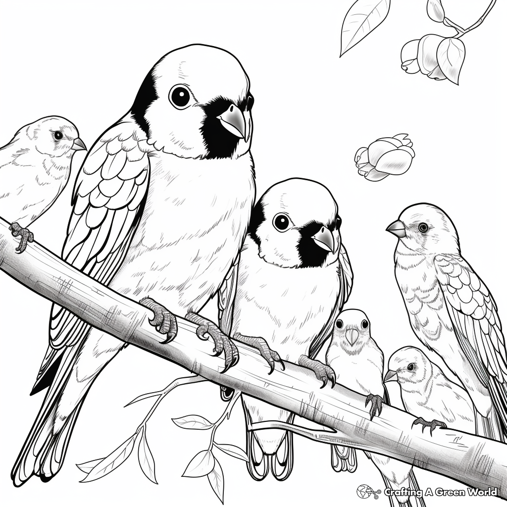 Lorikeet Family Coloring Pages: Parents and Chicks 1
