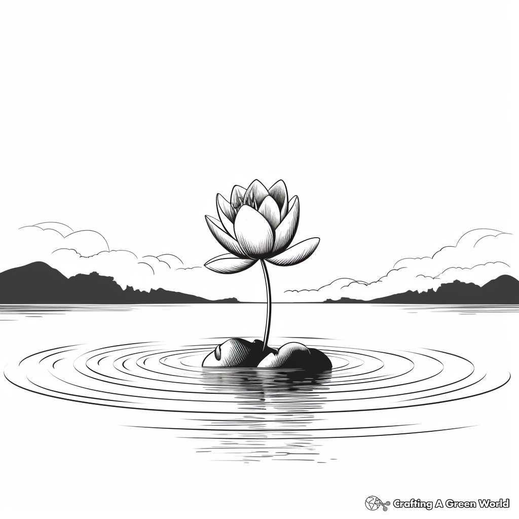 Lotus Floating on Water: Scenery Coloring Pages 3