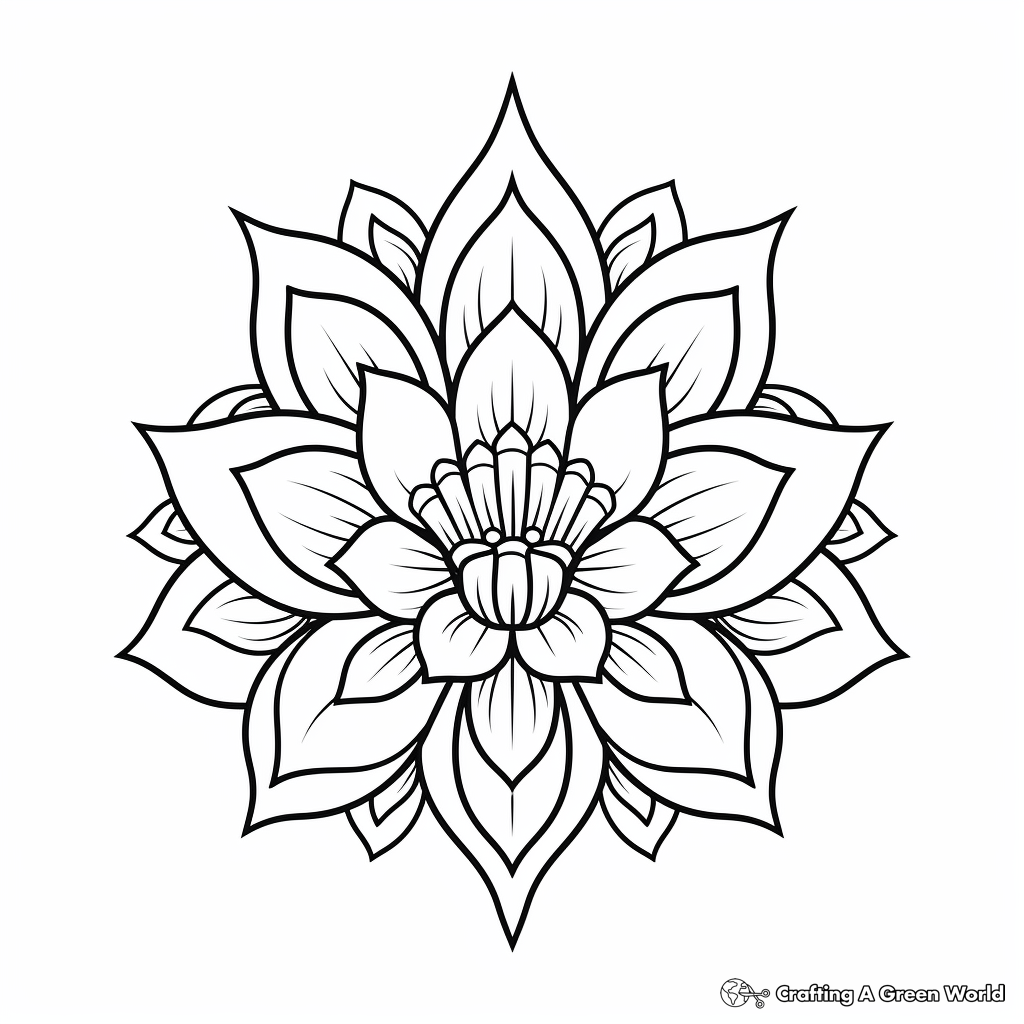 Lotus Flower and Mandala Harmony: Coloring Pages 1