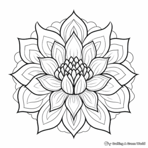 Lotus Flower and Mandala Harmony: Coloring Pages 3