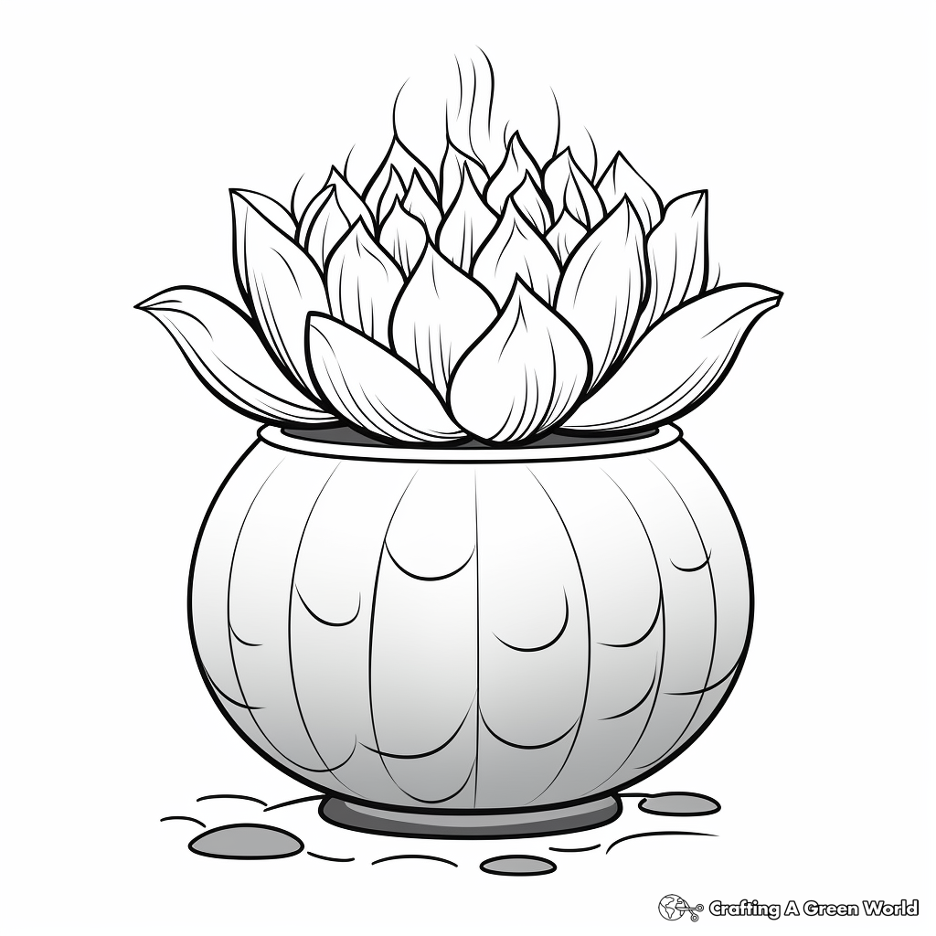 Lotus in a Water Pot Coloring Pages 1