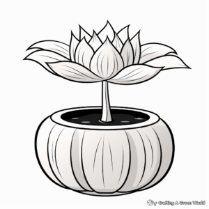 Lotus in a Water Pot Coloring Pages 2