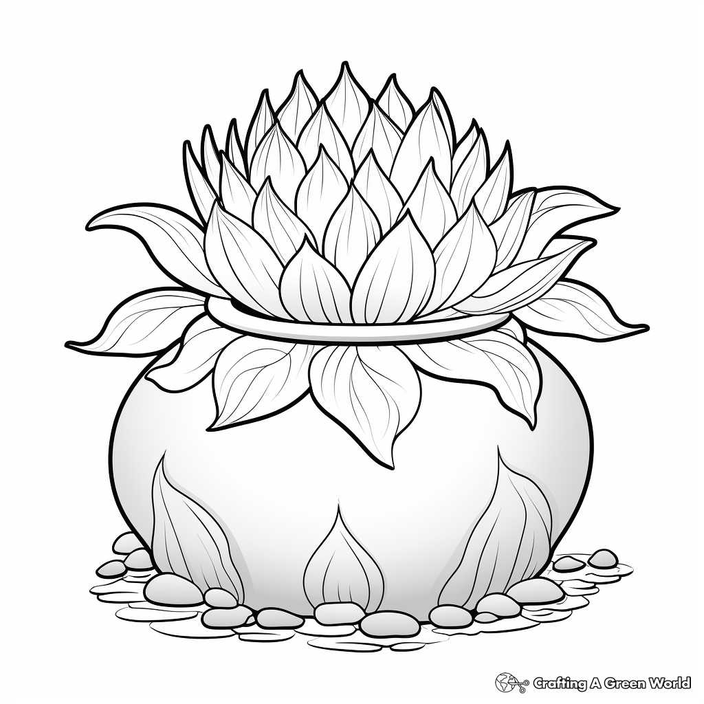 Lotus in a Water Pot Coloring Pages 4