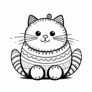 Lovable Fat Cat and Fishbones Coloring Pages 1
