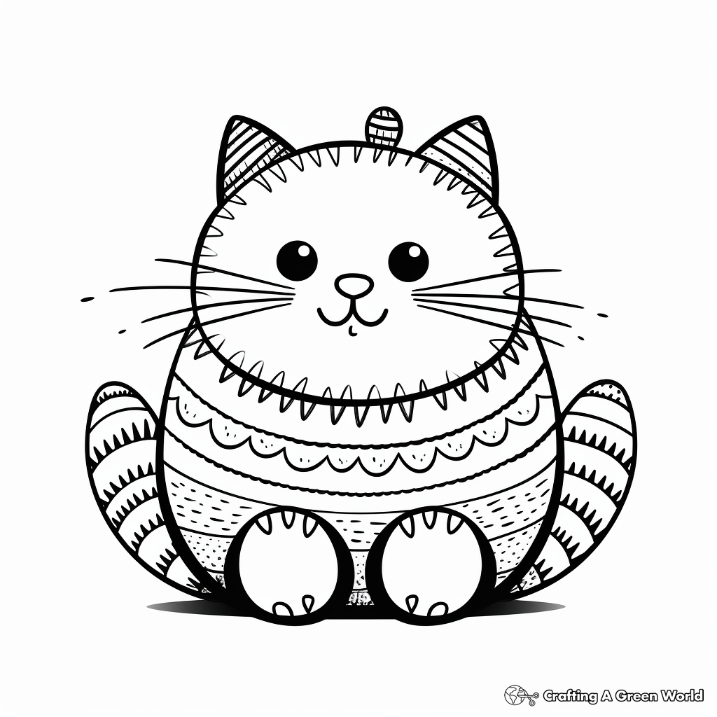 Lovable Fat Cat and Fishbones Coloring Pages 1
