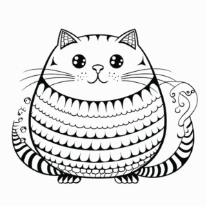 Lovable Fat Cat and Fishbones Coloring Pages 2