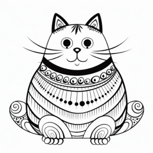 Lovable Fat Cat and Fishbones Coloring Pages 3