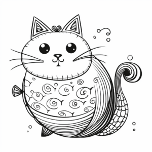 Lovable Fat Cat and Fishbones Coloring Pages 4