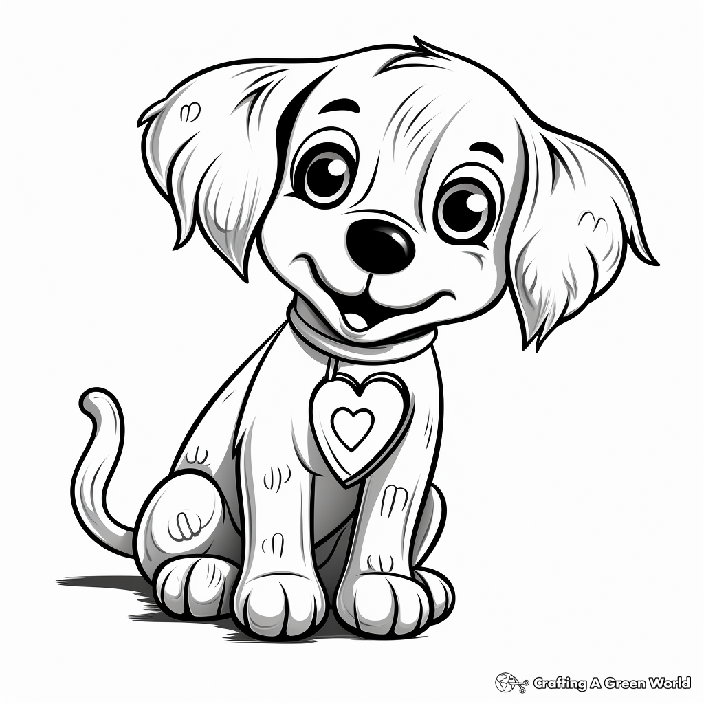 Lovable Puppy 'I Love You' Coloring Pages 3