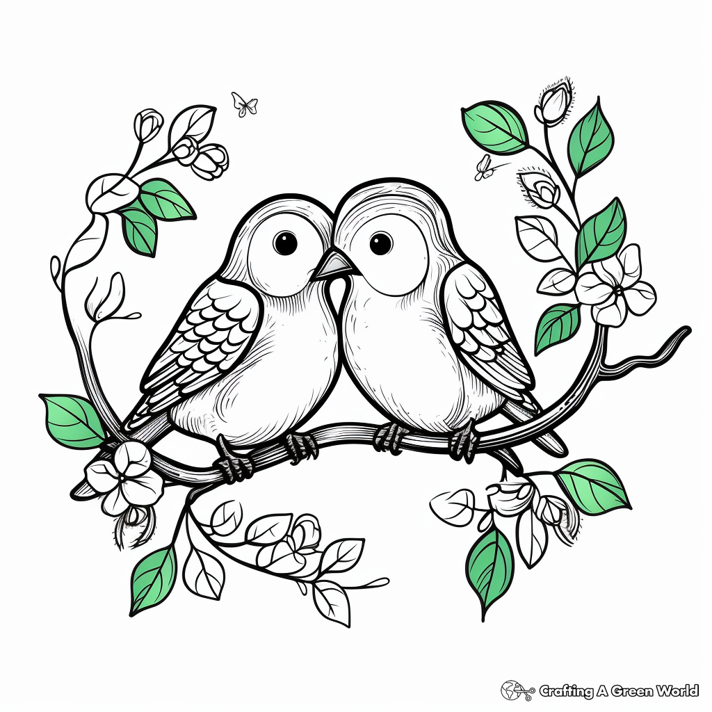 Love Bird in Rainforest Coloring Pages 1