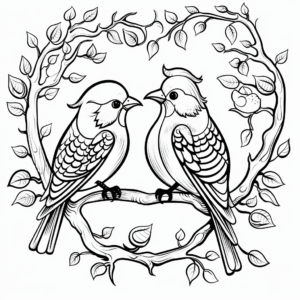 Love Bird in Rainforest Coloring Pages 2