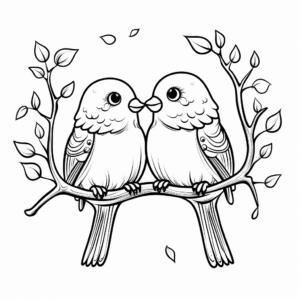 Love Birds on Branch Coloring Pages 4