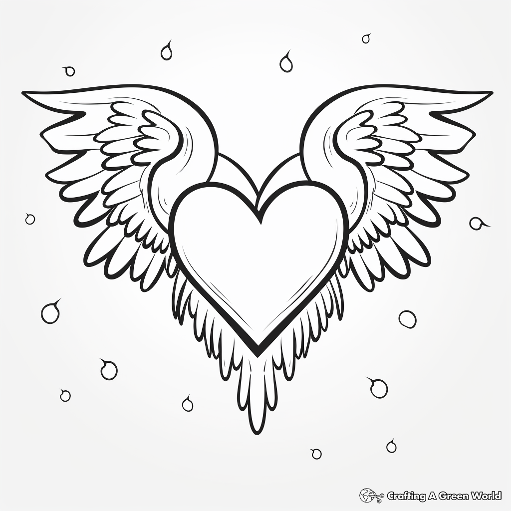 Love Message: Heart with Banner and Wings Coloring Pages 3