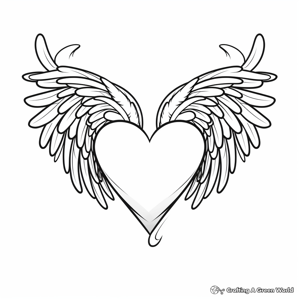 Love Message: Heart with Banner and Wings Coloring Pages 4