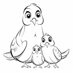 Lovebird Family Coloring Pages: Male, Female, and Chicks 3