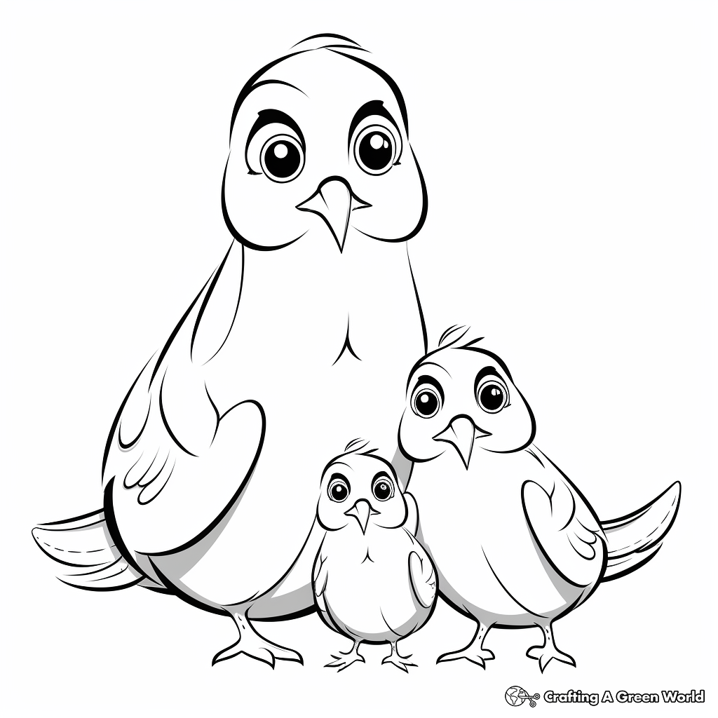 Lovebird Family Coloring Pages: Male, Female, and Chicks 4
