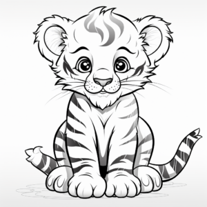 Lovely Baby Tiger Cub Coloring Pages 2