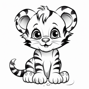 Lovely Baby Tiger Cub Coloring Pages 3