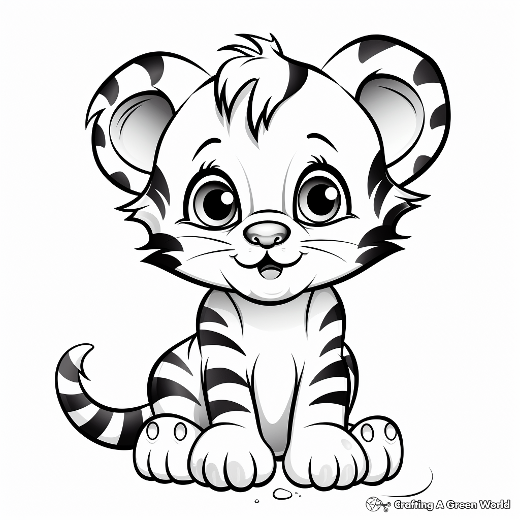 Lovely Baby Tiger Cub Coloring Pages 3