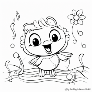 Lovely Bird Singing Get Well Soon Coloring Pages 4
