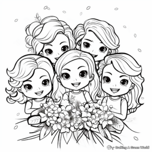 Lovely Bridesmaids Coloring Pages 1