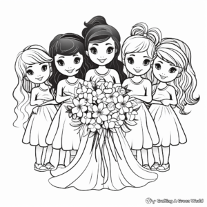 Lovely Bridesmaids Coloring Pages 2