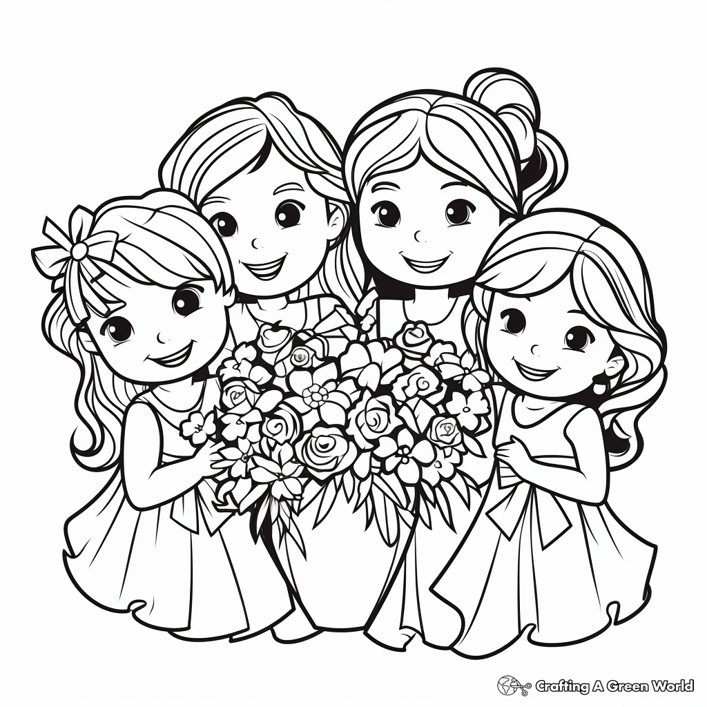 Lovely Bridesmaids Coloring Pages 3