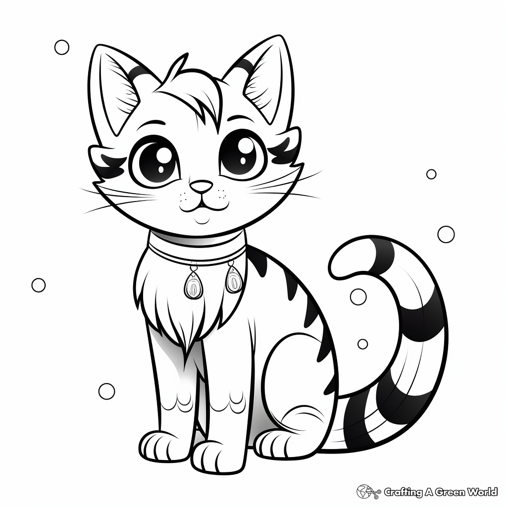 Lovely Calico Tabby Cat Coloring Sheets 1