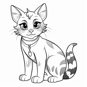 Lovely Calico Tabby Cat Coloring Sheets 2