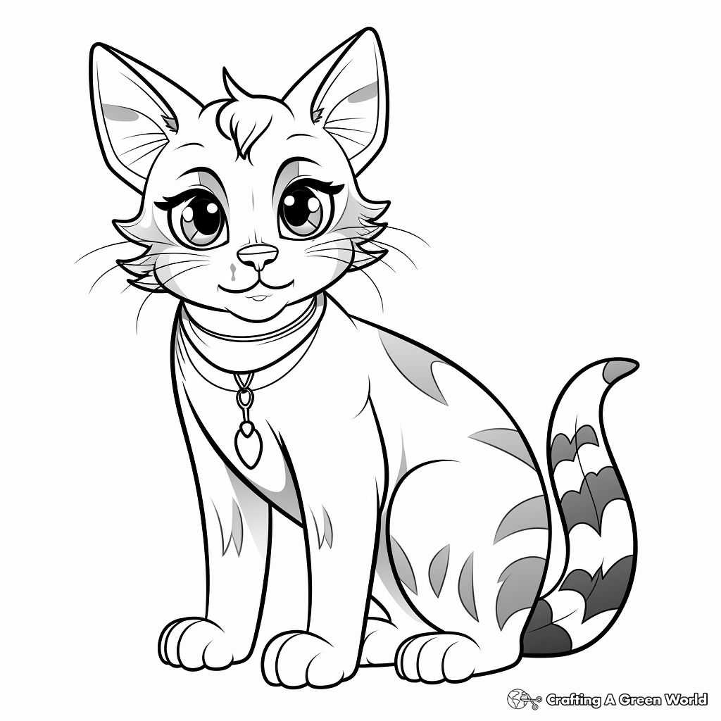Lovely Calico Tabby Cat Coloring Sheets 2