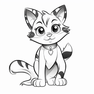 Lovely Calico Tabby Cat Coloring Sheets 3