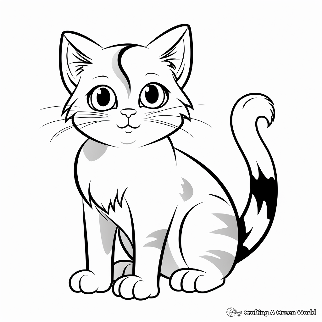 Lovely Calico Tabby Cat Coloring Sheets 4