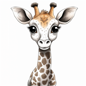 Lovely Cartoon Giraffe with Big Eyes Coloring Pages 2