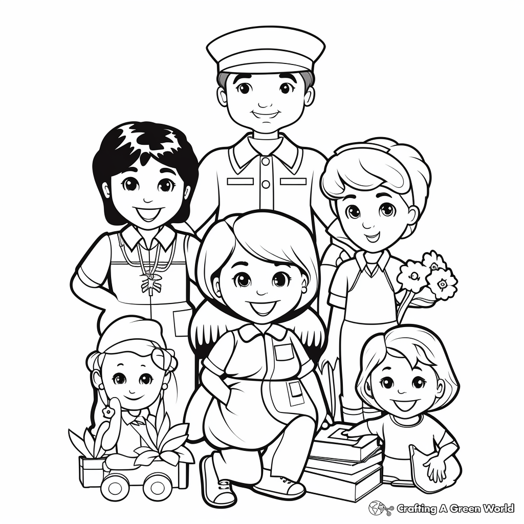 Lovely Community Helpers Kindergarten Coloring Pages 4